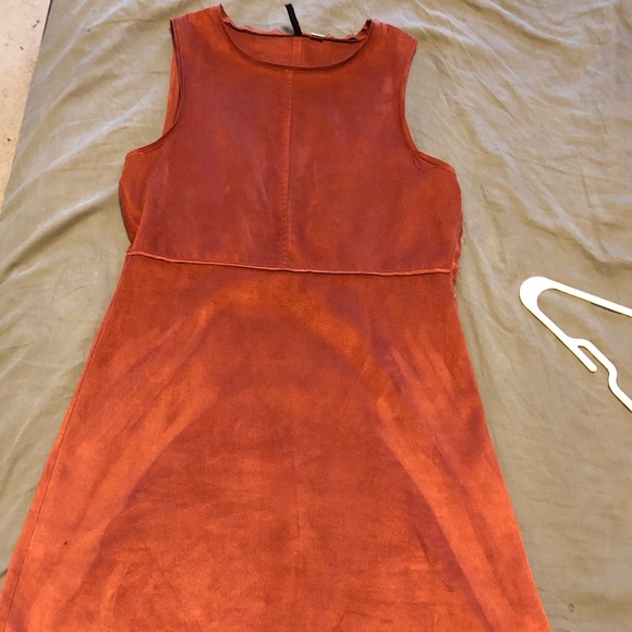 Orange suede midi dress - Picture 1 of 2